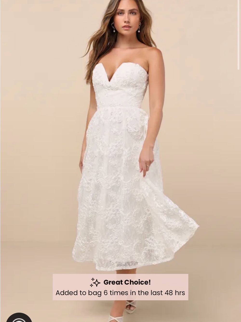 Ivory Strapless Midi Dress